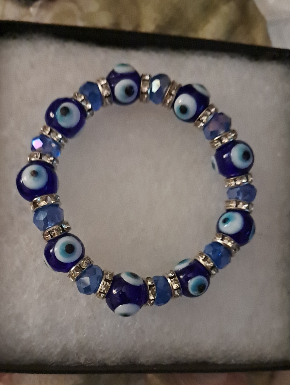 Blue Evil Eye Beaded Stretch Bracelet - Women Jewelry